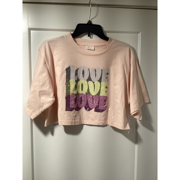 Abound Tops - Abound Nordstrom Rack Womens Pink Love Love Love Graphic Crop Top Tee Medium NWT